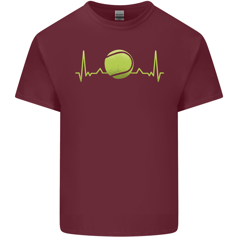 Tennis Player ECG Pulse Mens Cotton T-Shirt Tee Top Maroon