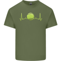 Tennis Player ECG Pulse Mens Cotton T-Shirt Tee Top Military Green