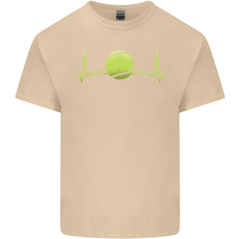 Tennis Player ECG Pulse Mens Cotton T-Shirt Tee Top Sand
