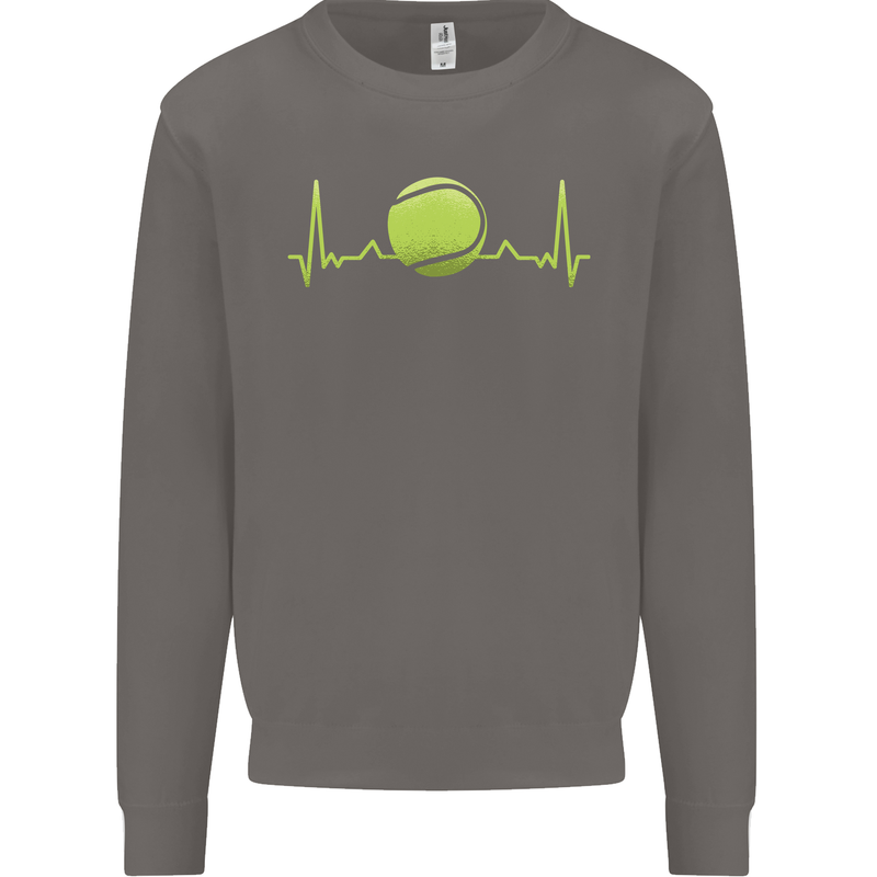 Tennis Player ECG Pulse Mens Sweatshirt Jumper Charcoal