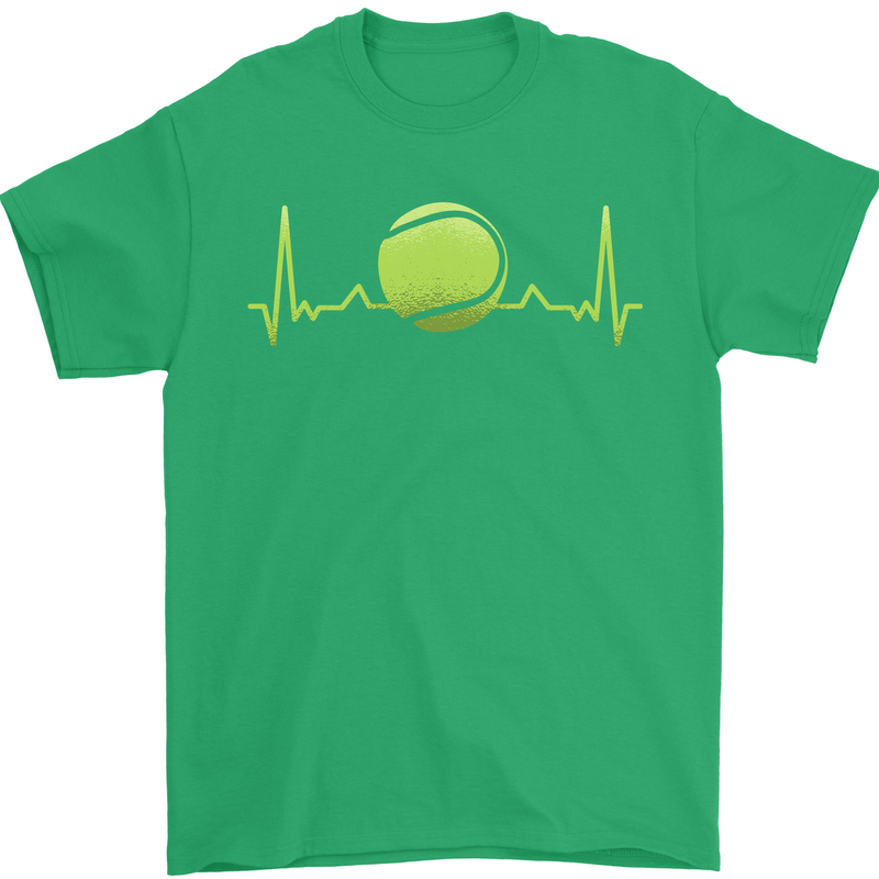 Tennis Player ECG Pulse Mens T-Shirt 100% Cotton Irish Green