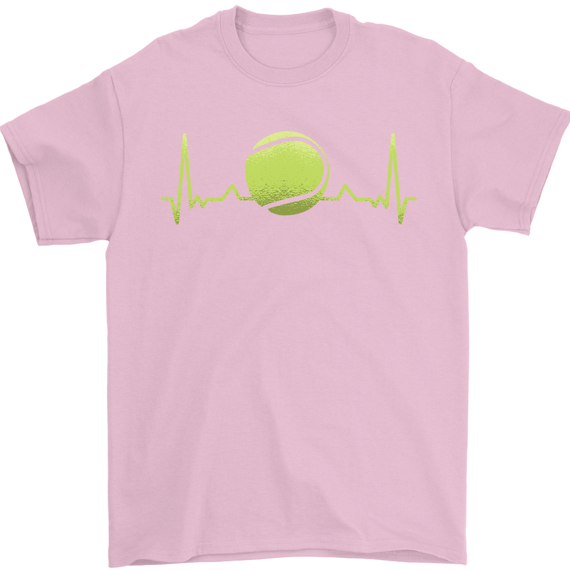 Tennis Player ECG Pulse Mens T-Shirt 100% Cotton Light Pink