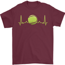 Tennis Player ECG Pulse Mens T-Shirt 100% Cotton Maroon