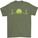 Tennis Player ECG Pulse Mens T-Shirt 100% Cotton Military Green