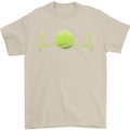 Tennis Player ECG Pulse Mens T-Shirt 100% Cotton Sand