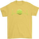 Tennis Player ECG Pulse Mens T-Shirt 100% Cotton Yellow