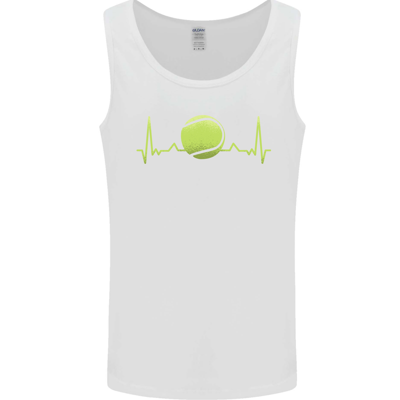 Tennis Player ECG Pulse Mens Vest Tank Top White
