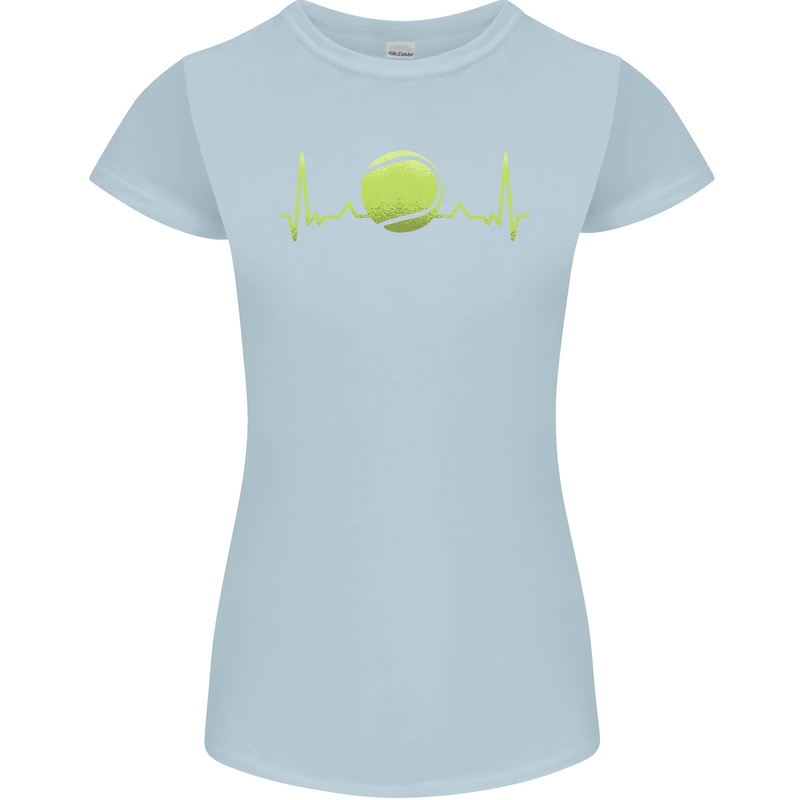 Tennis Player ECG Pulse Womens Petite Cut T-Shirt Light Blue
