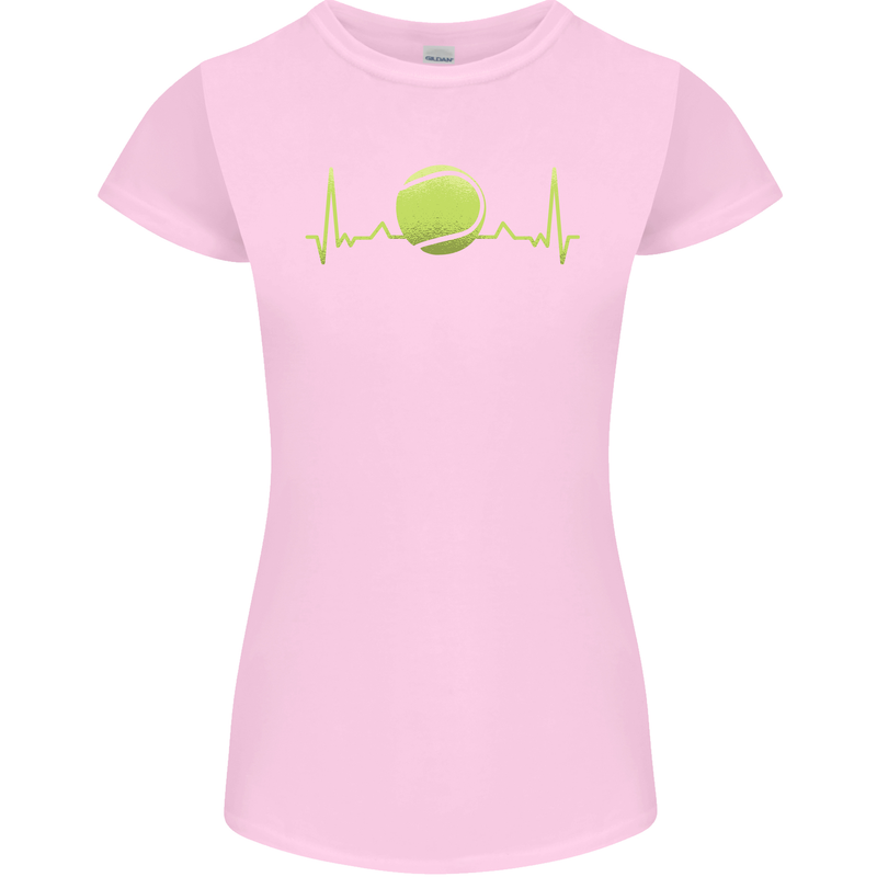 Tennis Player ECG Pulse Womens Petite Cut T-Shirt Light Pink