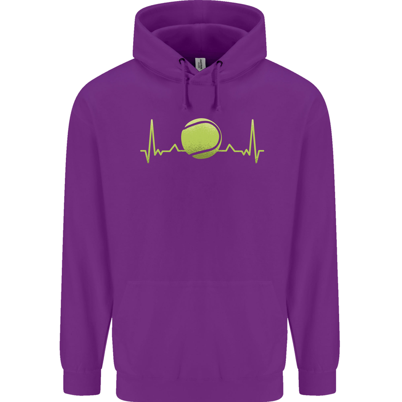 Tennis Player Pulse ECG Childrens Kids Hoodie Purple