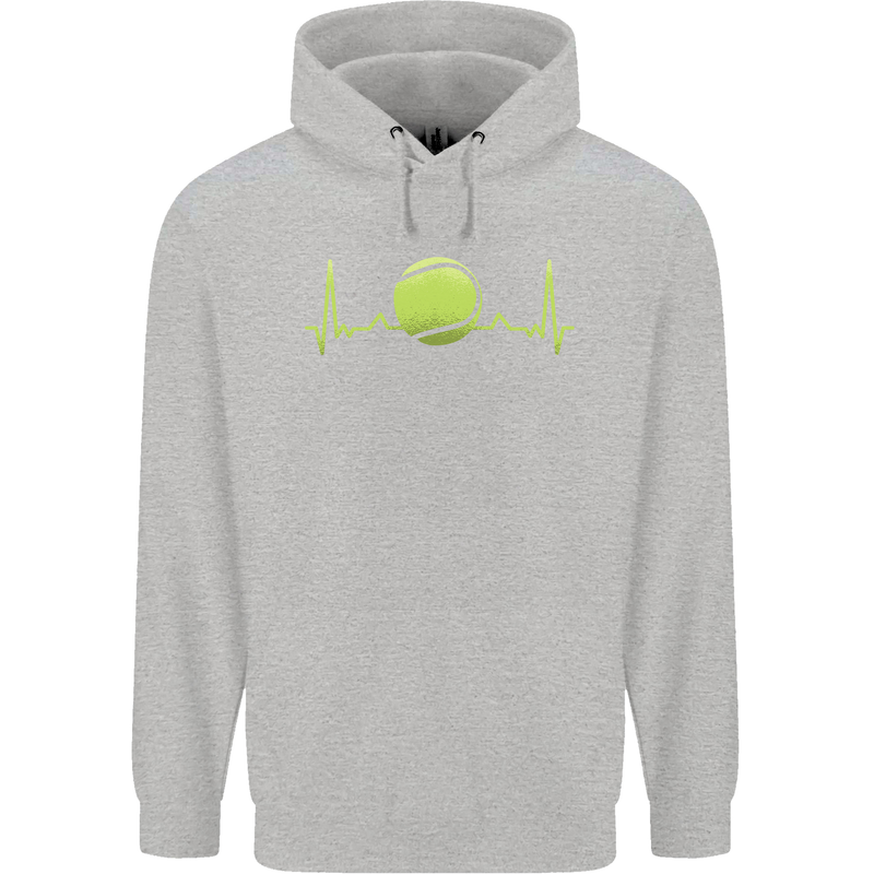 Tennis Player Pulse ECG Childrens Kids Hoodie Sports Grey