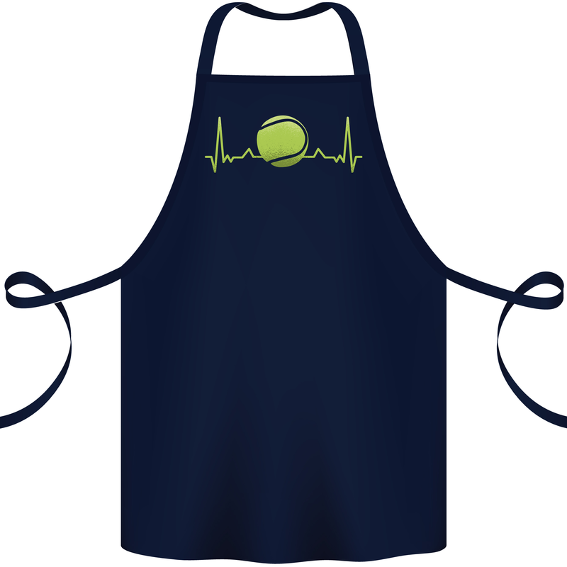 Tennis Player Pulse ECG Cotton Apron 100% Organic Navy Blue