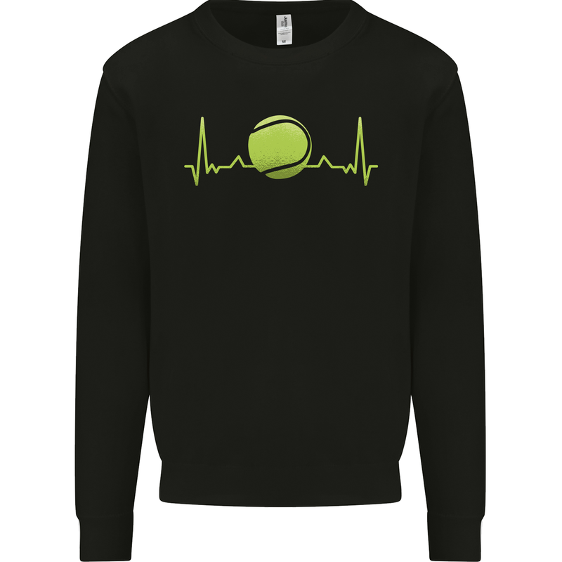 Tennis Player Pulse ECG Kids Sweatshirt Jumper Black