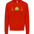 Tennis Player Pulse ECG Kids Sweatshirt Jumper Bright Red