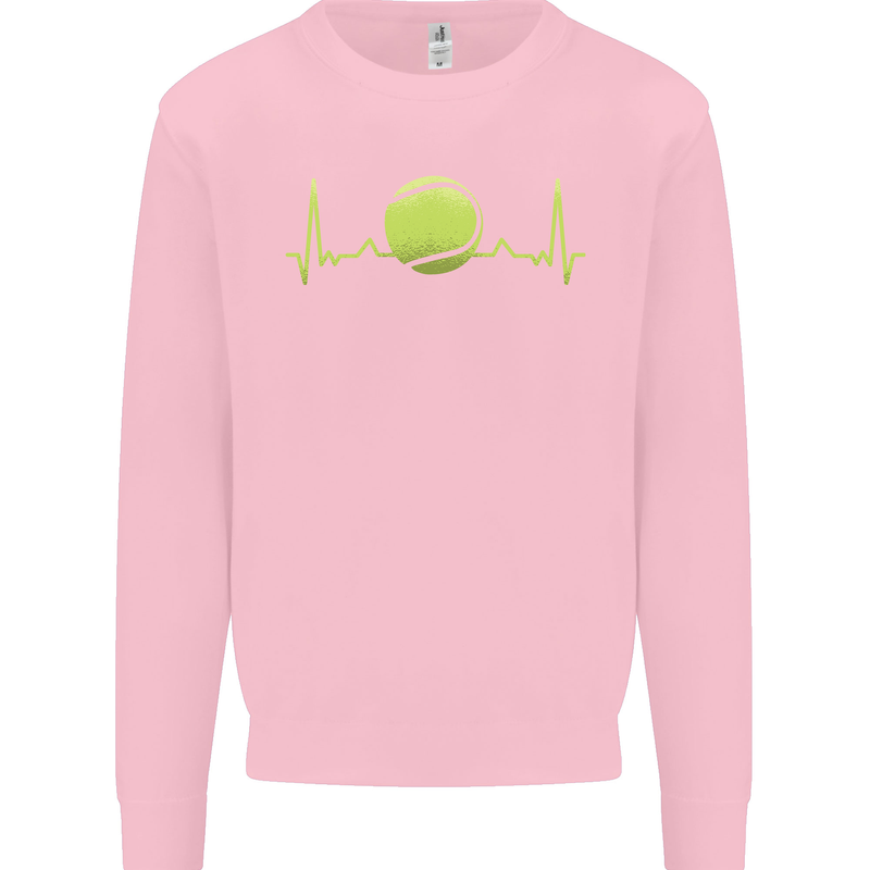 Tennis Player Pulse ECG Kids Sweatshirt Jumper Light Pink