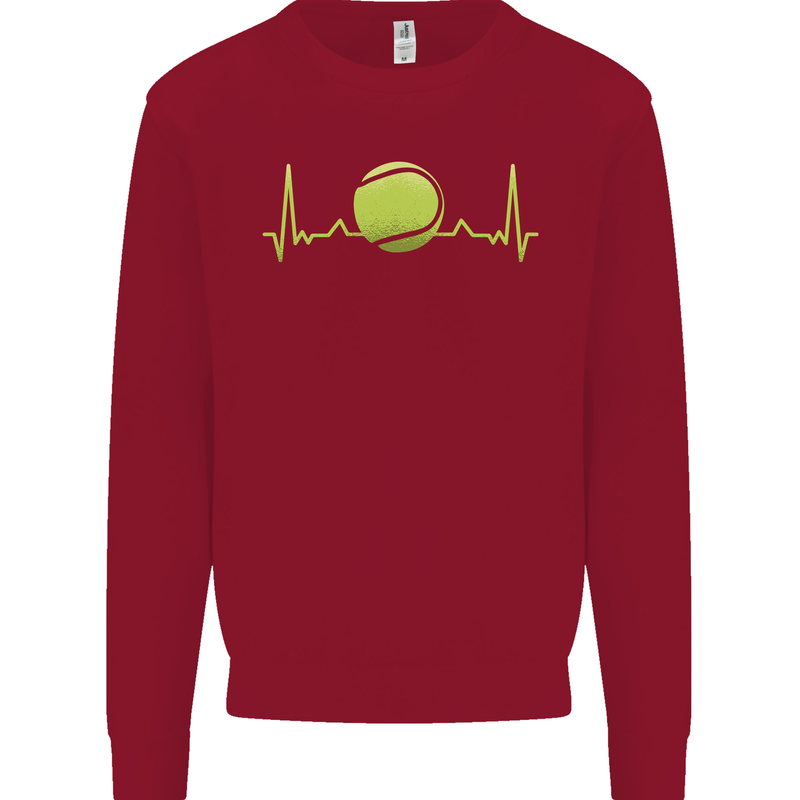Tennis Player Pulse ECG Kids Sweatshirt Jumper Red