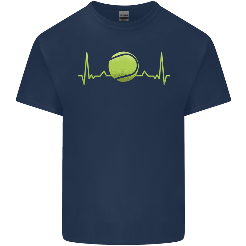 Tennis Player Pulse ECG Kids T-Shirt Childrens Navy Blue