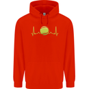 Tennis Player Pulse ECG Mens 80% Cotton Hoodie Bright Red