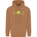 Tennis Player Pulse ECG Mens 80% Cotton Hoodie Caramel Latte