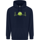Tennis Player Pulse ECG Mens 80% Cotton Hoodie Navy Blue