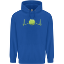 Tennis Player Pulse ECG Mens 80% Cotton Hoodie Royal Blue