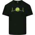 Tennis Player Pulse ECG Mens Cotton T-Shirt Tee Top Black