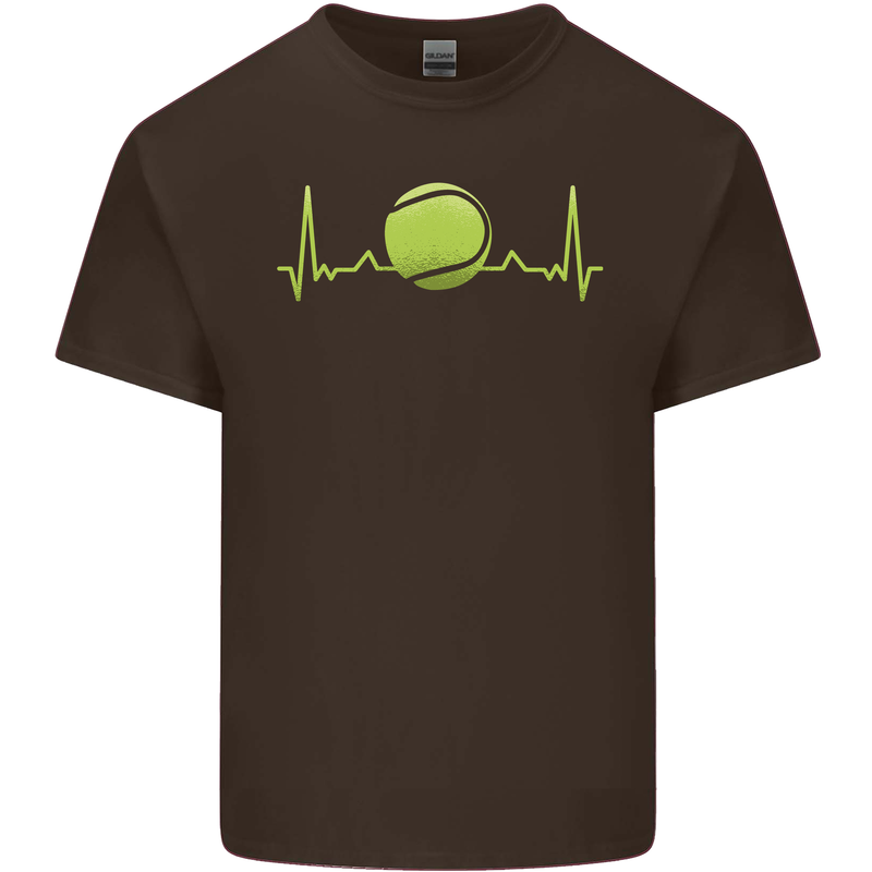 Tennis Player Pulse ECG Mens Cotton T-Shirt Tee Top Dark Chocolate
