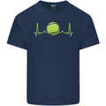 Tennis Player Pulse ECG Mens Cotton T-Shirt Tee Top Navy Blue