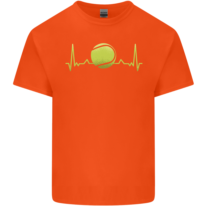 Tennis Player Pulse ECG Mens Cotton T-Shirt Tee Top Orange
