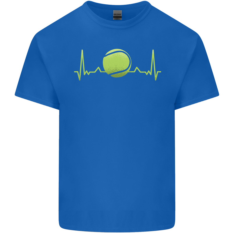 Tennis Player Pulse ECG Mens Cotton T-Shirt Tee Top Royal Blue