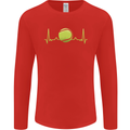 Tennis Player Pulse ECG Mens Long Sleeve T-Shirt Red