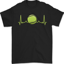 Tennis Player Pulse ECG Mens T-Shirt 100% Cotton Black