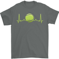 Tennis Player Pulse ECG Mens T-Shirt 100% Cotton Charcoal