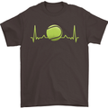 Tennis Player Pulse ECG Mens T-Shirt 100% Cotton Dark Chocolate