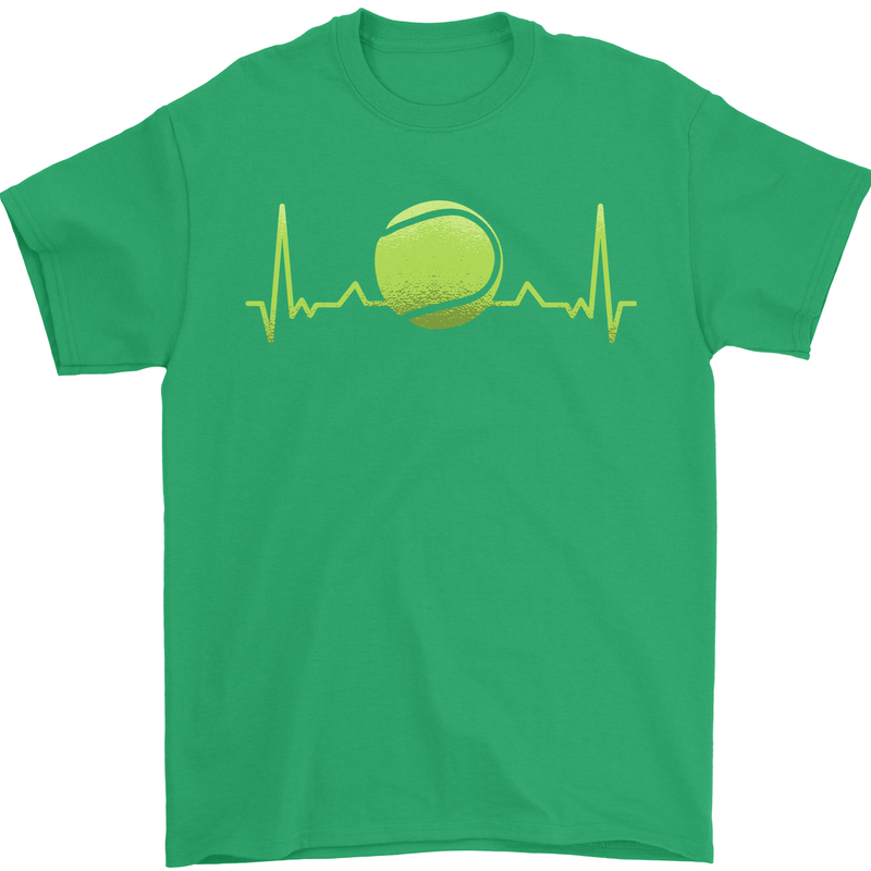 Tennis Player Pulse ECG Mens T-Shirt 100% Cotton Irish Green