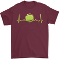 Tennis Player Pulse ECG Mens T-Shirt 100% Cotton Maroon