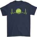 Tennis Player Pulse ECG Mens T-Shirt 100% Cotton Navy Blue