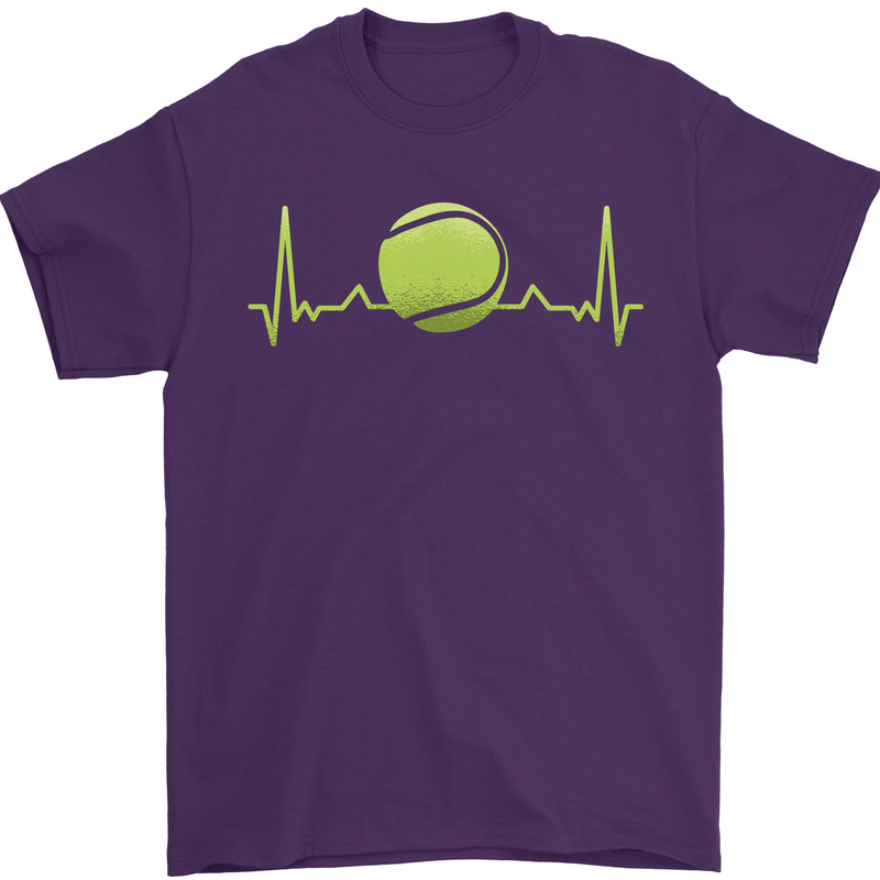 Tennis Player Pulse ECG Mens T-Shirt 100% Cotton Purple