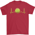 Tennis Player Pulse ECG Mens T-Shirt 100% Cotton Red