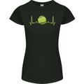 Tennis Player Pulse ECG Womens Petite Cut T-Shirt Black
