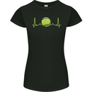 Tennis Player Pulse ECG Womens Petite Cut T-Shirt Black