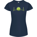 Tennis Player Pulse ECG Womens Petite Cut T-Shirt Navy Blue