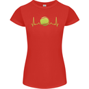 Tennis Player Pulse ECG Womens Petite Cut T-Shirt Red