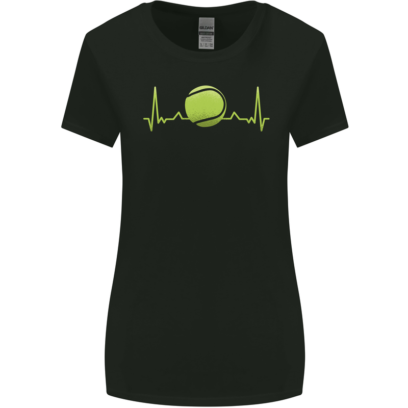 Tennis Player Pulse ECG Womens Wider Cut T-Shirt Black