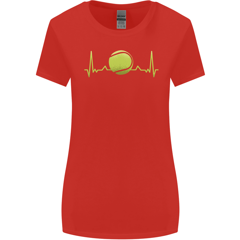 Tennis Player Pulse ECG Womens Wider Cut T-Shirt Red