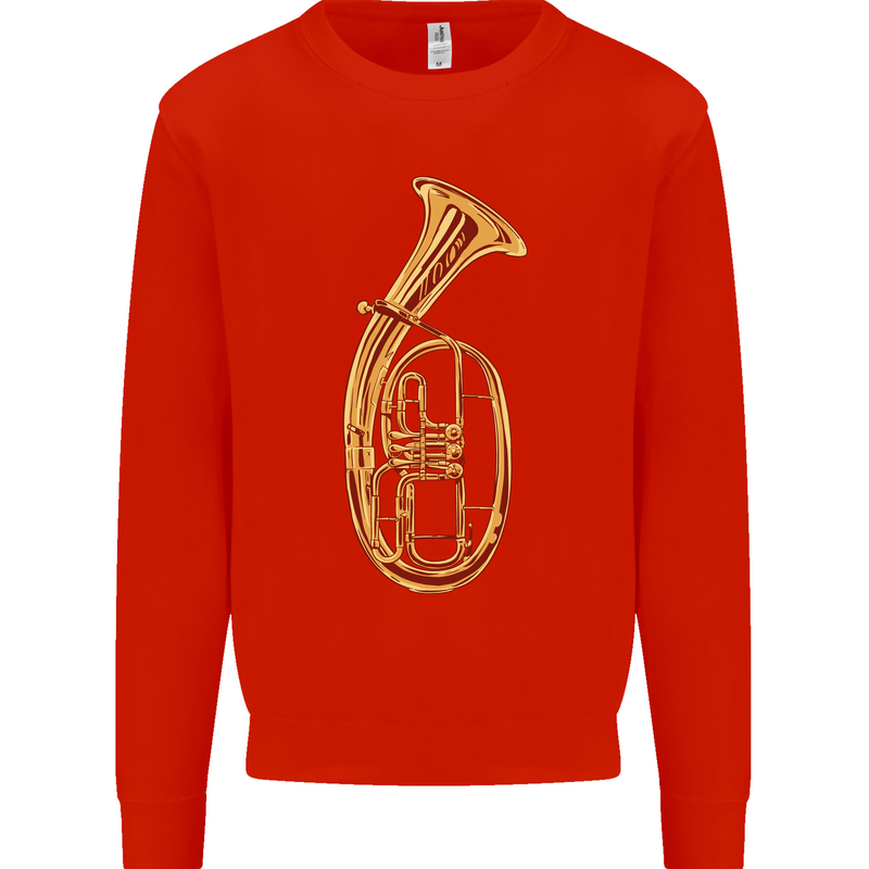 Tenorhorn Brass Musical Instrument Kids Sweatshirt Jumper Bright Red