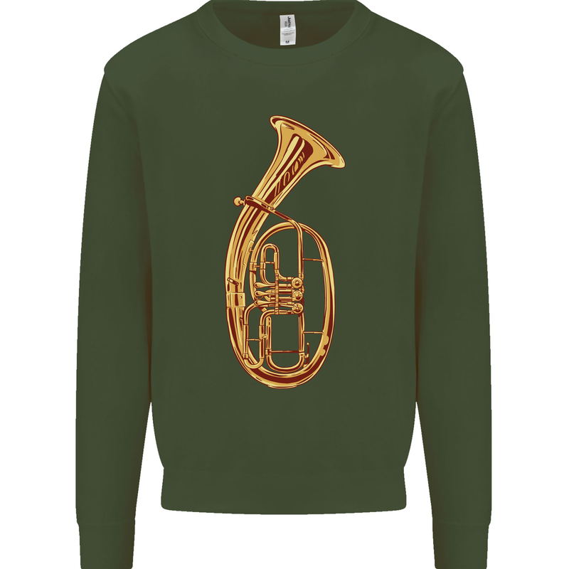 Tenorhorn Brass Musical Instrument Kids Sweatshirt Jumper Forest Green