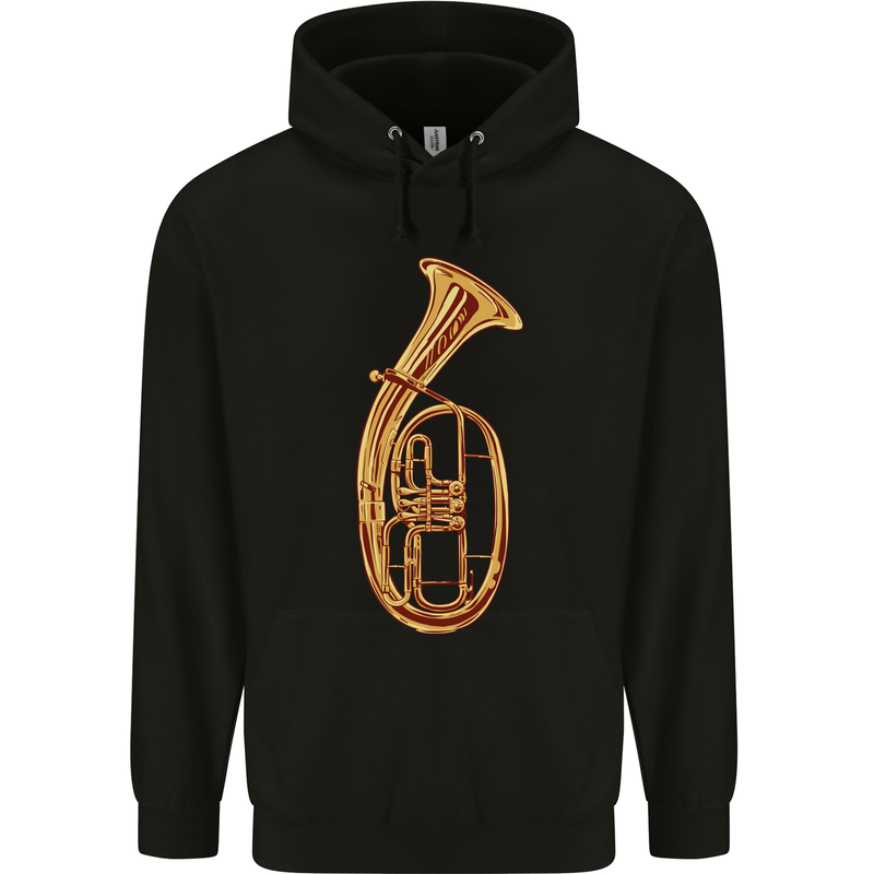 Tenorhorn Brass Musical Instrument Mens 80% Cotton Hoodie Black