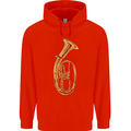 Tenorhorn Brass Musical Instrument Mens 80% Cotton Hoodie Bright Red