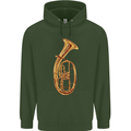 Tenorhorn Brass Musical Instrument Mens 80% Cotton Hoodie Forest Green